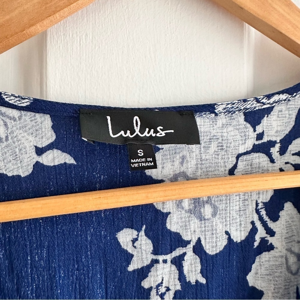 Lulus Heart of Marigold Navy Blue Floral Print Wrap‎ Maxi Dress Small - Picture 8 of 9